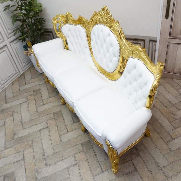 お洒落なソファ 3人掛け 高級ソファ トリプルソファ ゴールド 映える家具 3人掛けソファ・アンティークテイスト 1011-3-10L16B 新着アンティーク