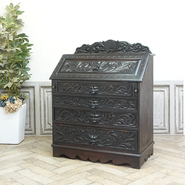 ミリカリ 英国 イギリス オーク材 ヴィンテージ ビューロー イギリス