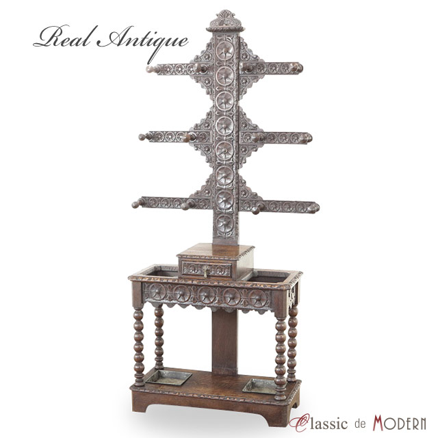 1880年頃 オーク材 イギリス アンティーク・ホールスタンド