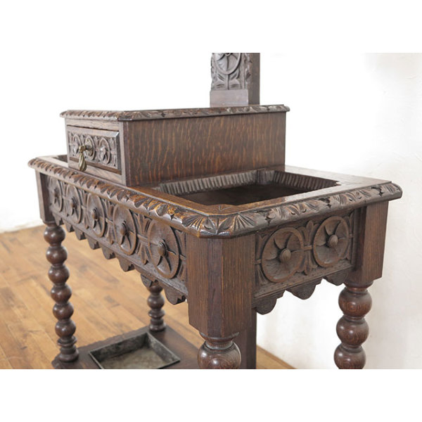 イギリスアンティーク　オーク材　ホールスタンド イギリスアンティーク オーク材 ホールスタンド