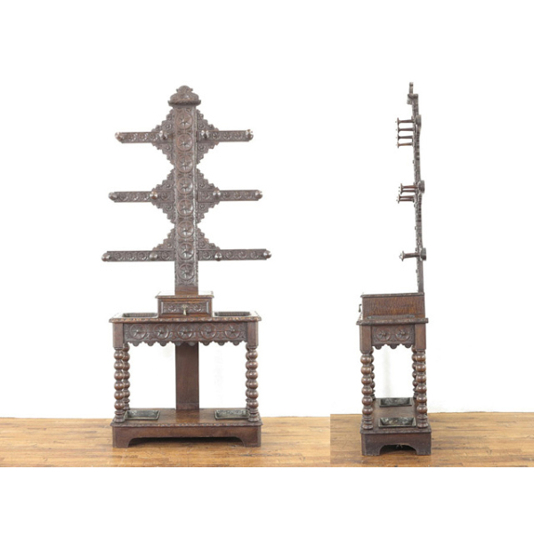 1880年頃 オーク材 イギリス アンティーク・ホールスタンド