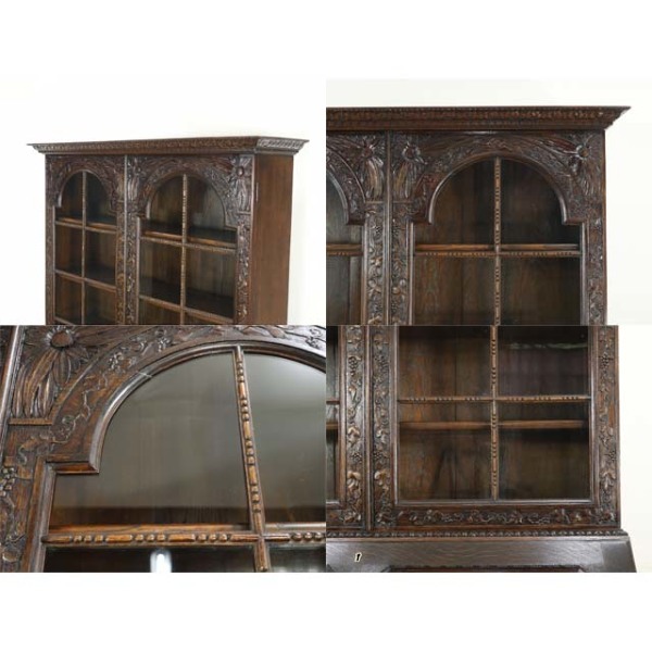 1880年頃 オーク材 イギリス アンティーク・ブックビューロー