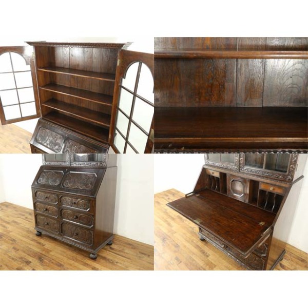 1880年頃 オーク材 イギリス アンティーク・ブックビューロー