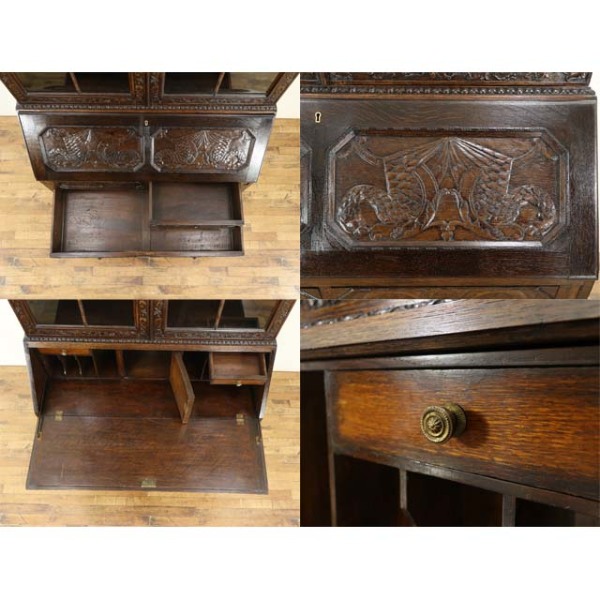 1880年頃 オーク材 イギリス アンティーク・ブックビューロー