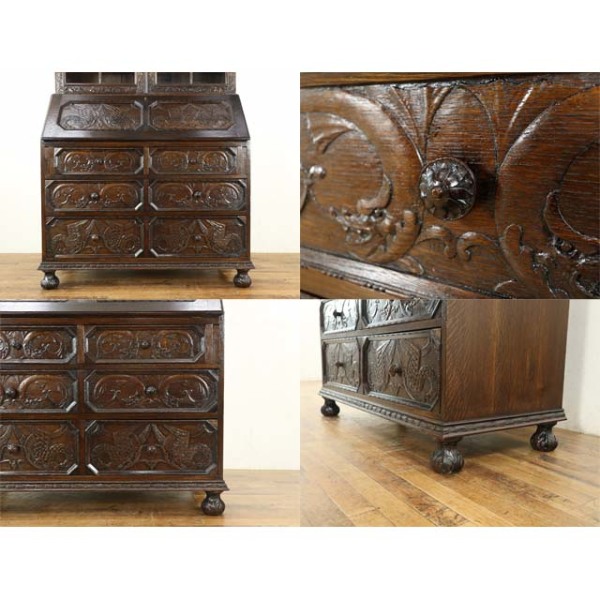 1880年頃 オーク材 イギリス アンティーク・ブックビューロー