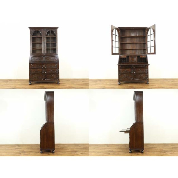 1880年頃 オーク材 イギリス アンティーク・ブックビューロー