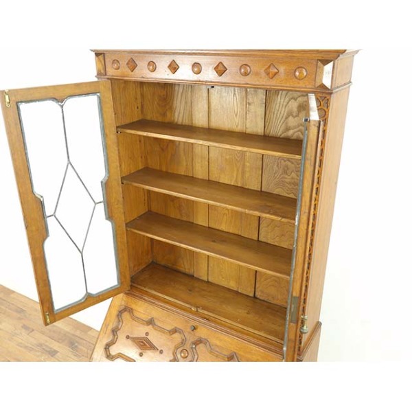 ※ミリカリ 英国 イギリス オーク材 ヴィンテージ ビューロー 1920年頃 オーク材 イギリス アンティーク・ブックビューロー