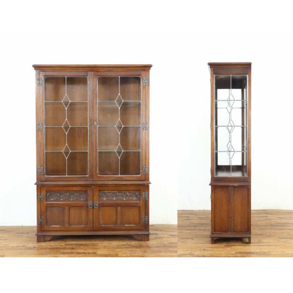 ヴィンテージ 1950s イギリス製 英国 オーク ガラスキャビネット 仕上済 ヴィンテージ 1950s イギリス製 英国 オーク ガラスキャビネット 仕上