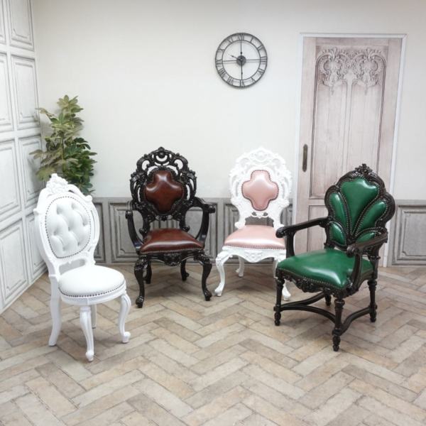 シングルチェア アンティークテイスト ピンクレザー 6110-18L18 新着