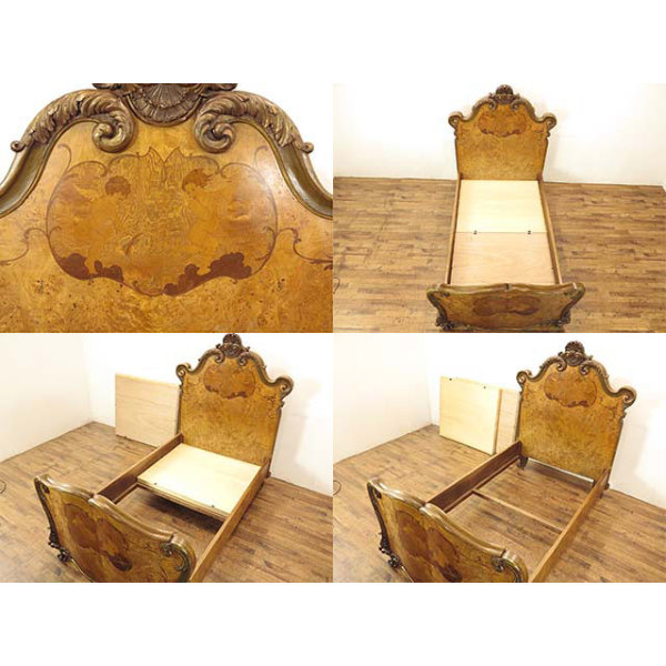 1900年頃 ウォールナット材 イタリア アンティーク・ベッドフレーム