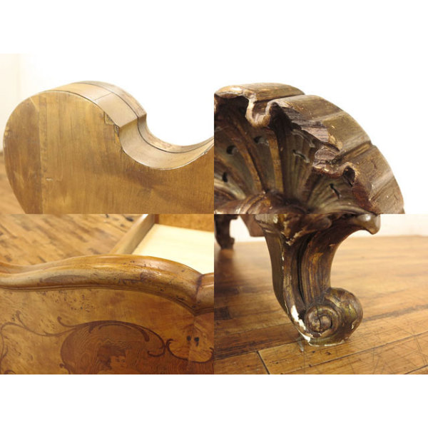 1900年頃 ウォールナット材 イタリア アンティーク・ベッドフレーム