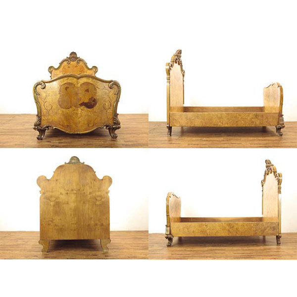 1900年頃 ウォールナット材 イタリア アンティーク・ベッドフレーム