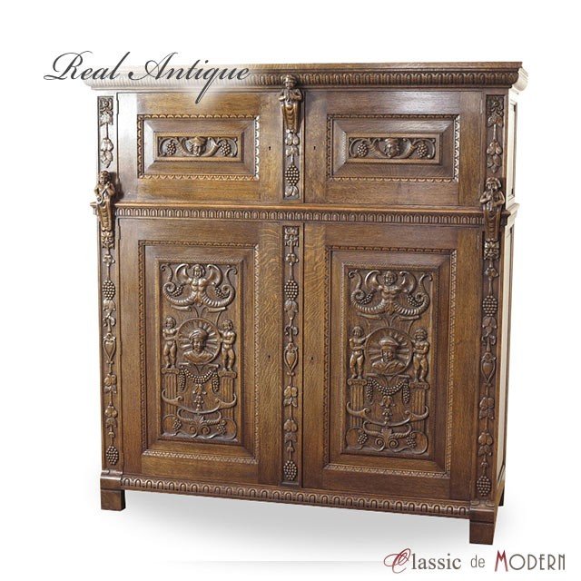 イタリア　キャビネット　アンティーク 1930年頃 オーク材 イタリア アンティーク・キャビネット antique63112