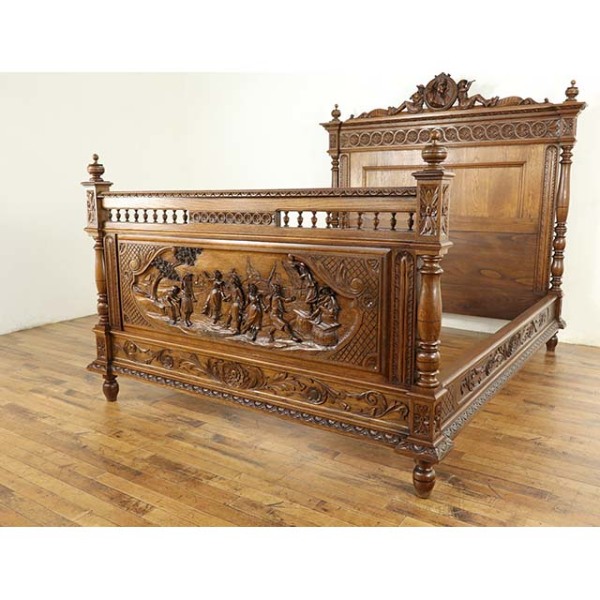 1920年頃 オーク材 フランス アンティーク・ベッドフレーム