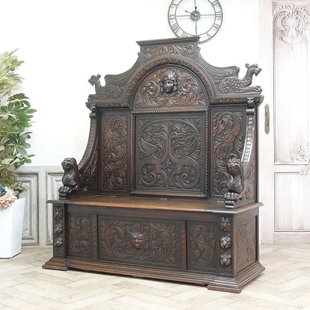フランス　アンティーク家具　ベンチラック 1900年頃 オーク材 フランス アンティーク・ベンチ antique64906 新着