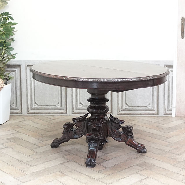 フランス　アンティーク　オーク材　テーブル　1900年頃　Louis xvi 1900年頃 オーク材 フランス アンティーク・フォックステーブル