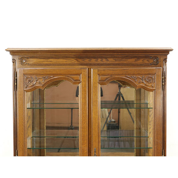 オーク材 洋モダン 【 アンティークキャビネット 】大正ガラス ビンテージ家具 1930年頃 オーク材 フランス アンティーク・キャビネット antique65085