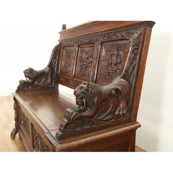 フランス　アンティーク家具　ベンチラック ベンチ/フランス家具/1850年代/オーク材/剥離/ディスプレイ