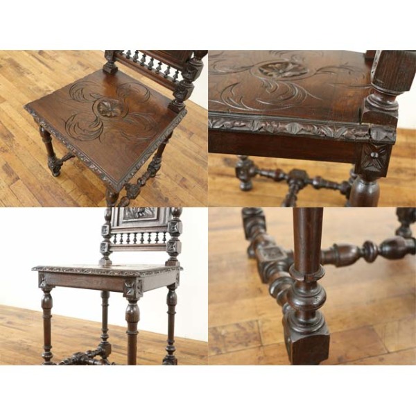 1900年頃 アンティークチェア フランス * 1900年頃 オーク材 フランス アンティーク・チェア antique65242