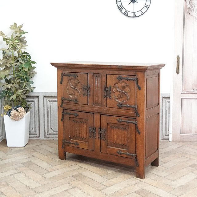 クラシックスタイル木製キャビネット　古民家/古道具/レトロ/ヴィンテージ 1930年頃 オーク材 フランス アンティーク・キャビネット antique65332