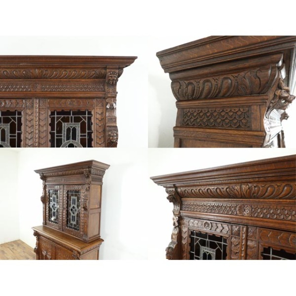 1900年頃 オーク材 ベルギー アンティーク・キャビネット antique65530