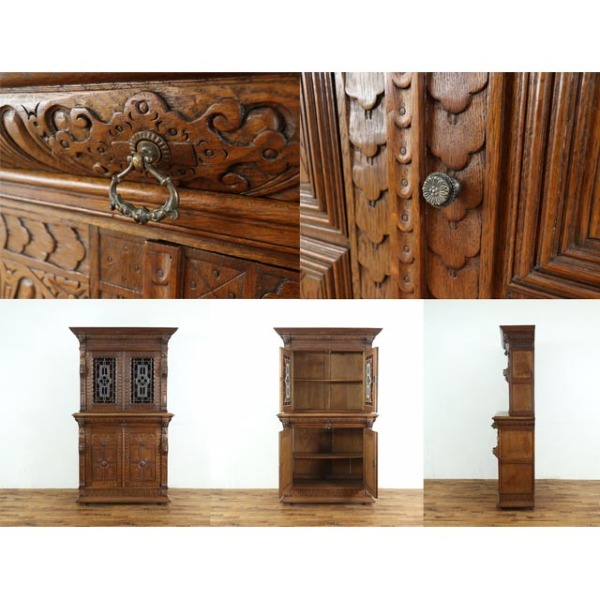 1900年頃 オーク材 ベルギー アンティーク・キャビネット antique65530