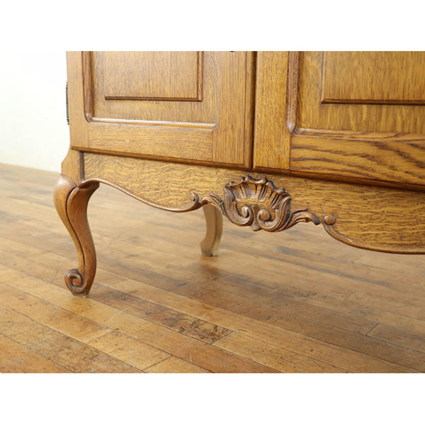 レザートップ　猫脚　アクセントホールキャビネット 1930年頃 オーク材 フランス アンティーク・キャビネット antique65555