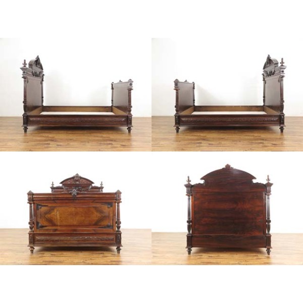 1900年頃 ローズウッド材 フランス アンティーク・ベッドフレーム