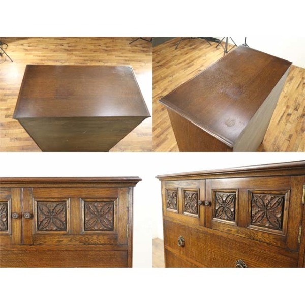 アンティークチェスト（イギリス製） 英国アンティークの4段チェスト、イギリスで見つけたオーク材の