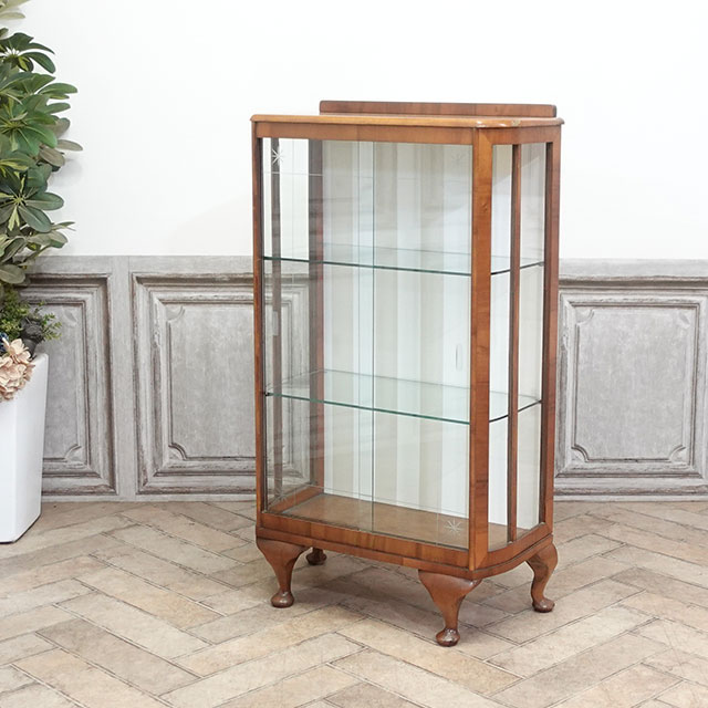 1940年頃 ウォールナット材 イギリス アンティーク・ショーケース