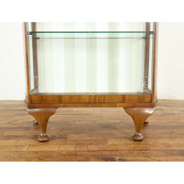 1940年頃 ウォールナット材 イギリス アンティーク・ショーケース