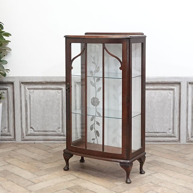 1940年頃 ウォールナット材 イギリス アンティーク・ショーケース