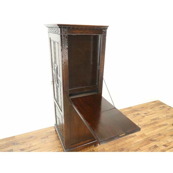 希少　イギリス　アンティーク　オーク材　シンプル　ハーフムーン　ろくろ　IG 英国イギリス製ヴィンテージ小人透かしスターリングシルバー銀製