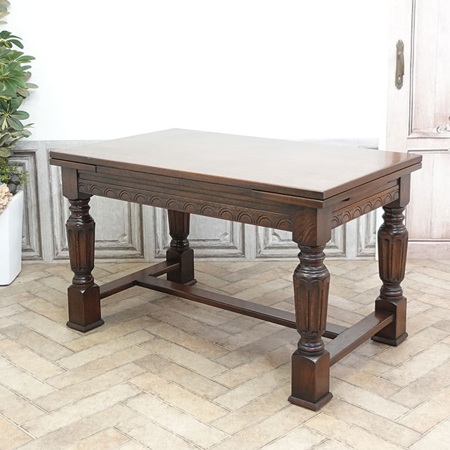 さ*と様 アンティーク家具 ドローリーフテーブル 1940年 イギリス イギリスのアンティーク家具、ドローリーフテーブル（ダイニング
