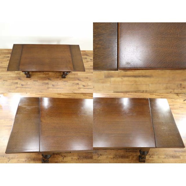 さ*と様 アンティーク家具 ドローリーフテーブル 1940年 イギリス イギリスアンティーク ドローリーフテーブル 拡張式 オーク材