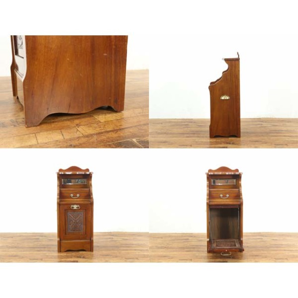 ’70年代 伊製 当時21万◆宝石箱 外観総革製 中マホガニー使用 4つの引出し 1910年頃 マホガニー材 イギリス アンティーク・コールボックス