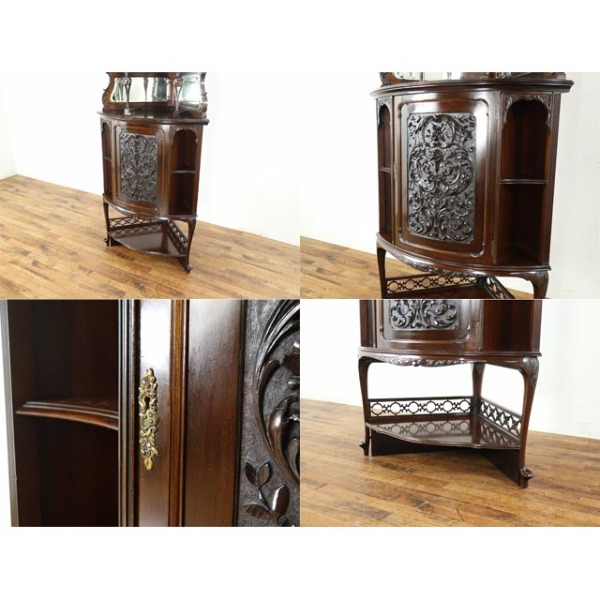 1890年頃 マホガニー材 イギリス アンティーク・コーナーキャビネット