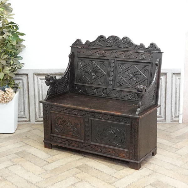 1900年頃 オーク材 イギリス アンティーク・ベンチ antique80511 新着