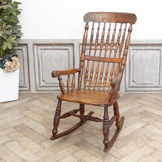 1930年頃 エルム材 イギリス アンティーク・ロッキングチェア