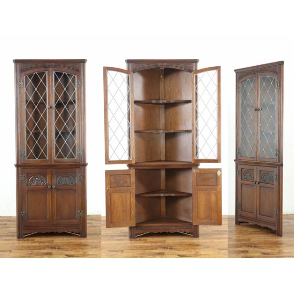 1950年頃 オーク材 イギリス アンティーク・コーナーキャビネット