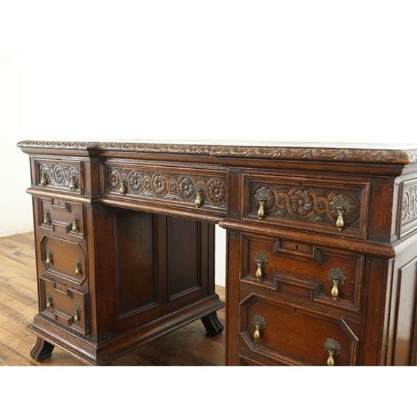 アンティーク オーク材 デスク 引き出し2杯 イギリス家具 1920年頃 オーク材 イギリス アンティーク・デスク antique81087 新着