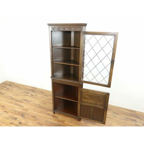 イギリス アンティーク 家具 コーナーキャビネット 飾り棚 英国 6022e 1940年頃 オーク材 イギリス アンティーク・コーナーキャビネット